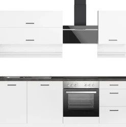 KOCHSTATION Küchenzeile »KS-Frieda Breite 220 cm« wahlweise mit E-Geräten, mit 38mm starker Arbeitsplatte