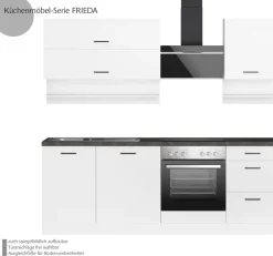 KOCHSTATION Küchenzeile »KS-Frieda Breite 220 cm« wahlweise mit E-Geräten, mit 38mm starker Arbeitsplatte
