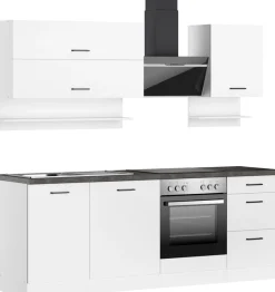 KOCHSTATION Küchenzeile »KS-Frieda Breite 220 cm« wahlweise mit E-Geräten, mit 38mm starker Arbeitsplatte