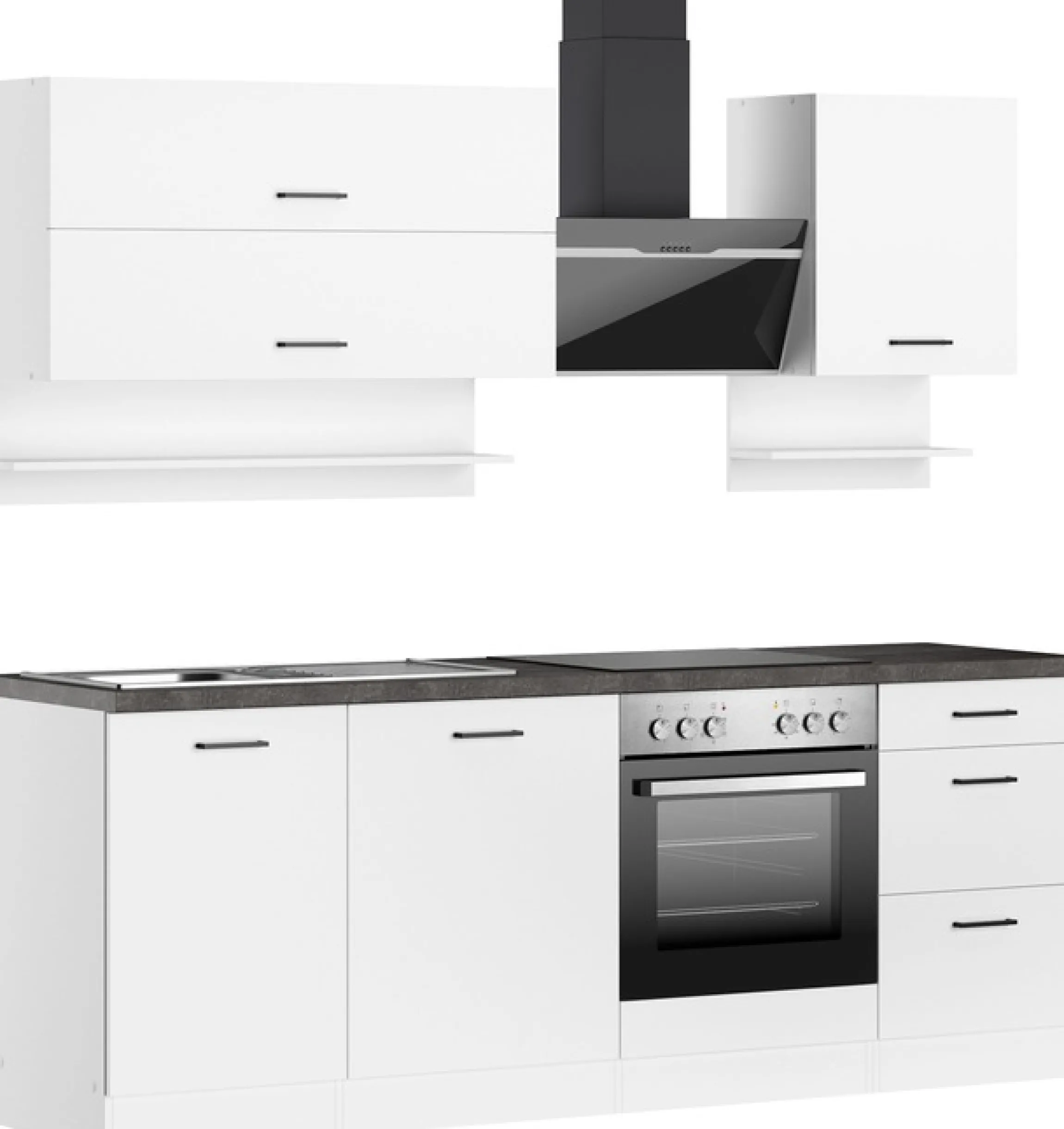 KOCHSTATION Küchenzeile »KS-Frieda Breite 220 cm« wahlweise mit E-Geräten, mit 38mm starker Arbeitsplatte