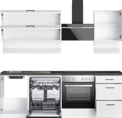 KOCHSTATION Küchenzeile »KS-Frieda Breite 220 cm« wahlweise mit E-Geräten, mit 38mm starker Arbeitsplatte