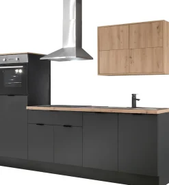KOCHSTATION Küchenzeile »KS-Georgia, mit 38mm starker Arbeitsplatte« Breite 250 cm, wahlweise mit E-Geräten und Kühlschrank
