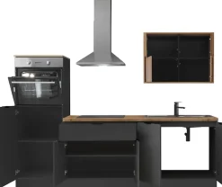 KOCHSTATION Küchenzeile »KS-Georgia, mit 38mm starker Arbeitsplatte« Breite 250 cm, wahlweise mit E-Geräten und Kühlschrank