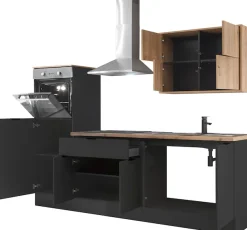 KOCHSTATION Küchenzeile »KS-Georgia, mit 38mm starker Arbeitsplatte« Breite 250 cm, wahlweise mit E-Geräten und Kühlschrank