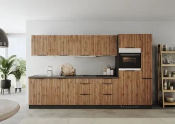 KOCHSTATION Küchenzeile »KS-Lagos, wahlweise mit E-Geräten, Spüle edelstahl oder schwarz« Breite 330cm, GK-oder Induktionskochfeld,mit oder ohne Kühlschrank