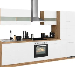 KOCHSTATION Küchenzeile »KS-Luhe« 330 cm breit, wahlweise mit oder ohne E-Geräten, gefräste MDF-Fronten