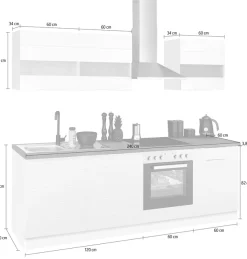 KOCHSTATION Küchenzeile »KS-Luhe« 240 cm breit, wahlweise mit oder ohne E-Geräten, gefräste MDF-Fronten
