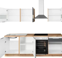 KOCHSTATION Küchenzeile »KS-Luhe« 240 cm breit, wahlweise mit oder ohne E-Geräten, gefräste MDF-Fronten