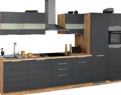 KOCHSTATION Küchenzeile »KS-Luhe« 360 cm breit, wahlweise mit oder ohne E-Geräten, gefräste MDF-Fronten