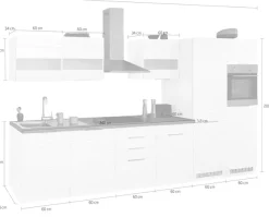 KOCHSTATION Küchenzeile »KS-Luhe« 360 cm breit, wahlweise mit oder ohne E-Geräten, gefräste MDF-Fronten