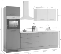 KOCHSTATION Küchenzeile »KS-Malfi« Breite 260cm, wahlweise mit E-Geräten, Arbeitsplatte 38mm Stärke