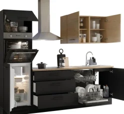 KOCHSTATION Küchenzeile »KS-Malfi« Breite 260cm, wahlweise mit E-Geräten, Arbeitsplatte 38mm Stärke