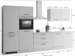 KOCHSTATION Küchenzeile »KS-Malfi« Breite 320cm, wahlweise mit E-Geräten, Arbeitsplatte 38mm Stärke