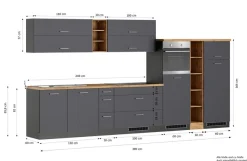 KOCHSTATION Küchenzeile »KS-Milan, optional mit Muldenlüfter« Breite 390 cm, wahlweise mit E-Geräten, Kochfeld mit Dunstabzug
