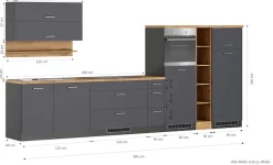 KOCHSTATION Küchenzeile »KS-Milan, optional mit Muldenlüfter« Breite 390 cm, wahlweise mit E-Geräten, Kochfeld mit Dunstabzug