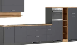 KOCHSTATION Küchenzeile »KS-Milan, optional mit Muldenlüfter« Breite 390 cm, wahlweise mit E-Geräten, Kochfeld mit Dunstabzug