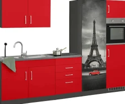 KOCHSTATION Küchenzeile »KS-Paris – Küchen mit einzigartigen Fotomotiven auf den Fronten« Breite 280 cm, wahlweise mit E-Geräten und Induktion