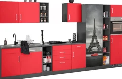 KOCHSTATION Küchenzeile »KS-Paris – Küchen mit einzigartigen Fotomotiven auf den Fronten« Breite 400 cm, wahlweise mit E-Geräten und Induktion