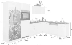 KOCHSTATION Küchenzeile »KS-Paris – Küchen mit einzigartigen Fotomotiven auf den Fronten« Stellbreite 290/220 cm, wahlweise mit E-Geräten und Induktion