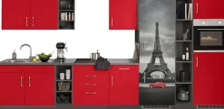 KOCHSTATION Küchenzeile »KS-Paris – Küchen mit einzigartigen Fotomotiven auf den Fronten« Breite 390 cm, wahlweise mit E-Geräten und Induktion