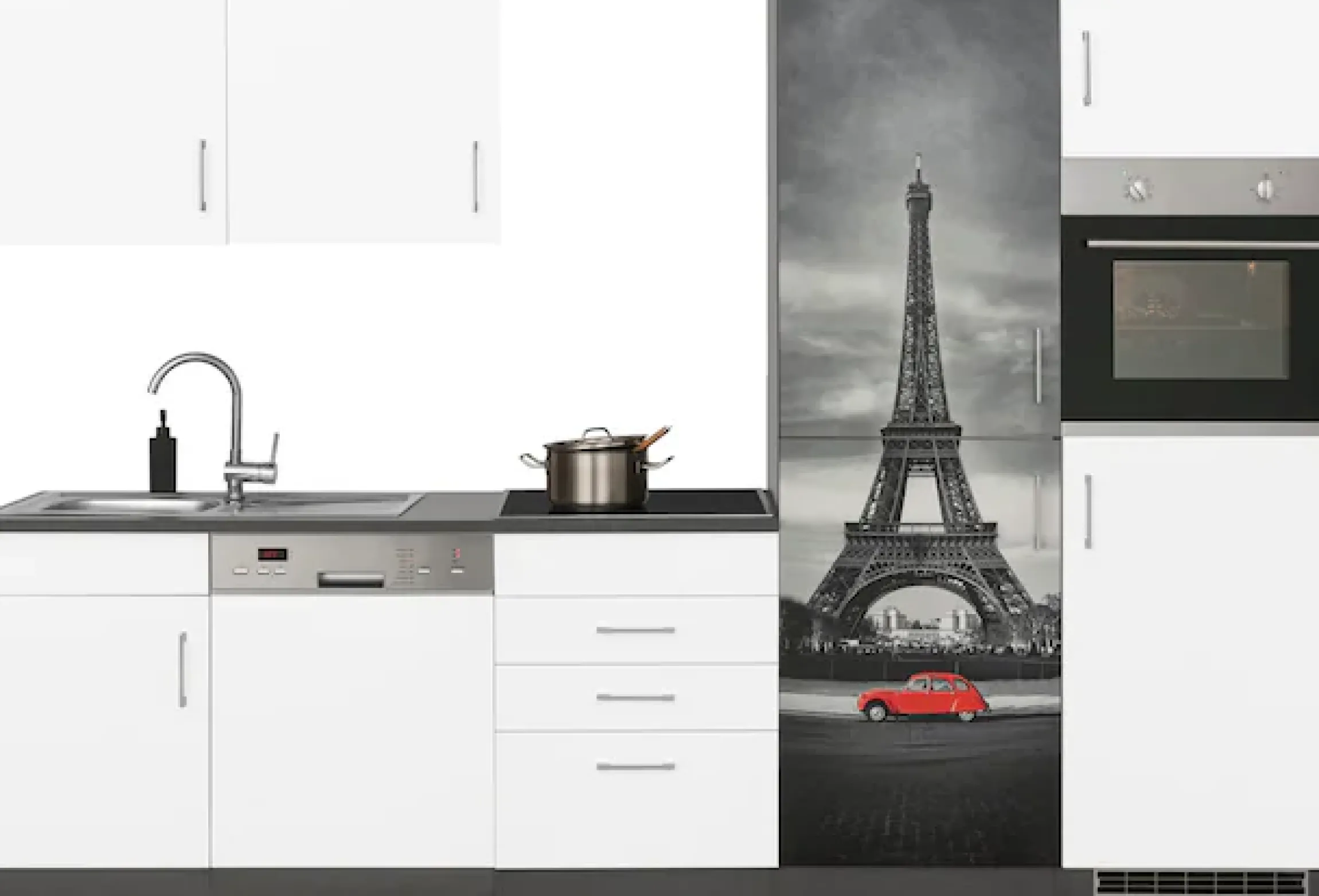 KOCHSTATION Küchenzeile »KS-Paris – Küchen mit einzigartigen Fotomotiven auf den Fronten« Breite 290 cm, wahlweise mit E-Geräten und Induktion