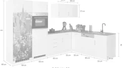 KOCHSTATION Küchenzeile »KS-Paris – Küchen mit einzigartigen Fotomotiven auf den Fronten« Stellbreite 290/220 cm, wahlweise mit E-Geräten und Induktion