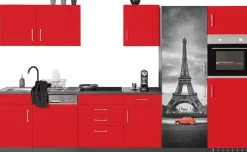 KOCHSTATION Küchenzeile »KS-Paris – Küchen mit einzigartigen Fotomotiven auf den Fronten« Breite 340 cm, wahlweise mit E-Geräten und Induktion
