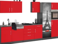 KOCHSTATION Küchenzeile »KS-Paris – Küchen mit einzigartigen Fotomotiven auf den Fronten« Breite 340 cm, wahlweise mit E-Geräten und Induktion
