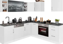 KOCHSTATION Küchenzeile »KS-Paris – Küchen mit einzigartigen Fotomotiven auf den Fronten« Stellbreite 220/220 cm, wahlweise mit E-Geräten, mit Motivdruck