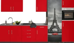 KOCHSTATION Küchenzeile »KS-Paris – Küchen mit einzigartigen Fotomotiven auf den Fronten« Breite 330 cm, wahlweise mit E-Geräten und Induktion