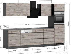 KOCHSTATION Küchenzeile »KS-Riesa« Stellbreite 300 cm, ohne E-Geräte