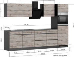KOCHSTATION Küchenzeile »KS-Riesa« Stellbreite 300 cm, ohne E-Geräte