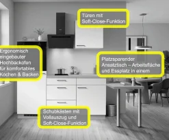 KOCHSTATION Küchenzeile »KS-Solmera« Breite 240cm, vormontiert, wahlweise mit E-Geräten
