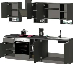 KOCHSTATION Küchenzeile »KS-Sole« Breite 256 cm, mit Regalen und Fächern, ohne E-Geräte