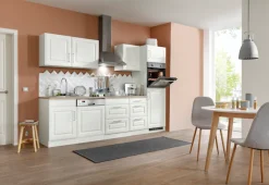 KOCHSTATION Küchenzeile »KS-Stockholm – Küche mit hochwertiger und detailreicher Landhausfront« Breite 280 cm, wahlweise mit E-Geräten,mit MDF-Fronten