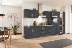 KOCHSTATION Küchenzeile »KS-Stockholm – Küche mit hochwertiger und detailreicher Landhausfront« Breite 360 cm, wahlweise mit E-Geräten,mit MDF-Fronten