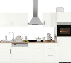 KOCHSTATION Küchenzeile »KS-Stockholm – Küche mit hochwertiger und detailreicher Landhausfront« Breite 280 cm, wahlweise mit E-Geräten,mit MDF-Fronten