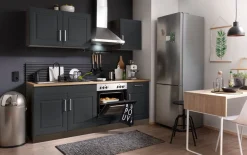KOCHSTATION Küchenzeile »KS-Stockholm – Küche mit hochwertiger und detailreicher Landhausfront« Breite 210 cm, wahlweise mit E-Geräten,mit MDF-Fronten