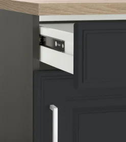 KOCHSTATION Küchenzeile »KS-Stockholm – Küche mit hochwertiger und detailreicher Landhausfront« Breite 210 cm, wahlweise mit E-Geräten,mit MDF-Fronten