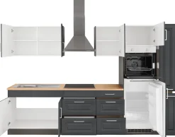 KOCHSTATION Küchenzeile »KS-Stockholm – Küche mit hochwertiger und detailreicher Landhausfront« Breite 300 cm, wahlweise mit E-Geräten,mit MDF-Fronten