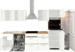 KOCHSTATION Küchenzeile »KS-Stockholm – Küche mit hochwertiger und detailreicher Landhausfront« Breite 340 cm, wahlweise mit E-Geräten,mit MDF-Fronten