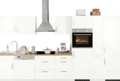 KOCHSTATION Küchenzeile »KS-Stockholm – Küche mit hochwertiger und detailreicher Landhausfront« Breite 370 cm, wahlweise mit E-Geräten,mit MDF-Fronten