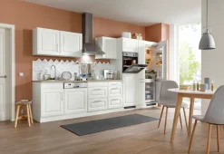 KOCHSTATION Küchenzeile »KS-Stockholm – Küche mit hochwertiger und detailreicher Landhausfront« Breite 370 cm, wahlweise mit E-Geräten,mit MDF-Fronten