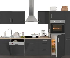 KOCHSTATION Küchenzeile »KS-Stockholm – Küche mit hochwertiger und detailreicher Landhausfront« Breite 310 cm, wahlweise mit E-Geräten,mit MDF-Fronten