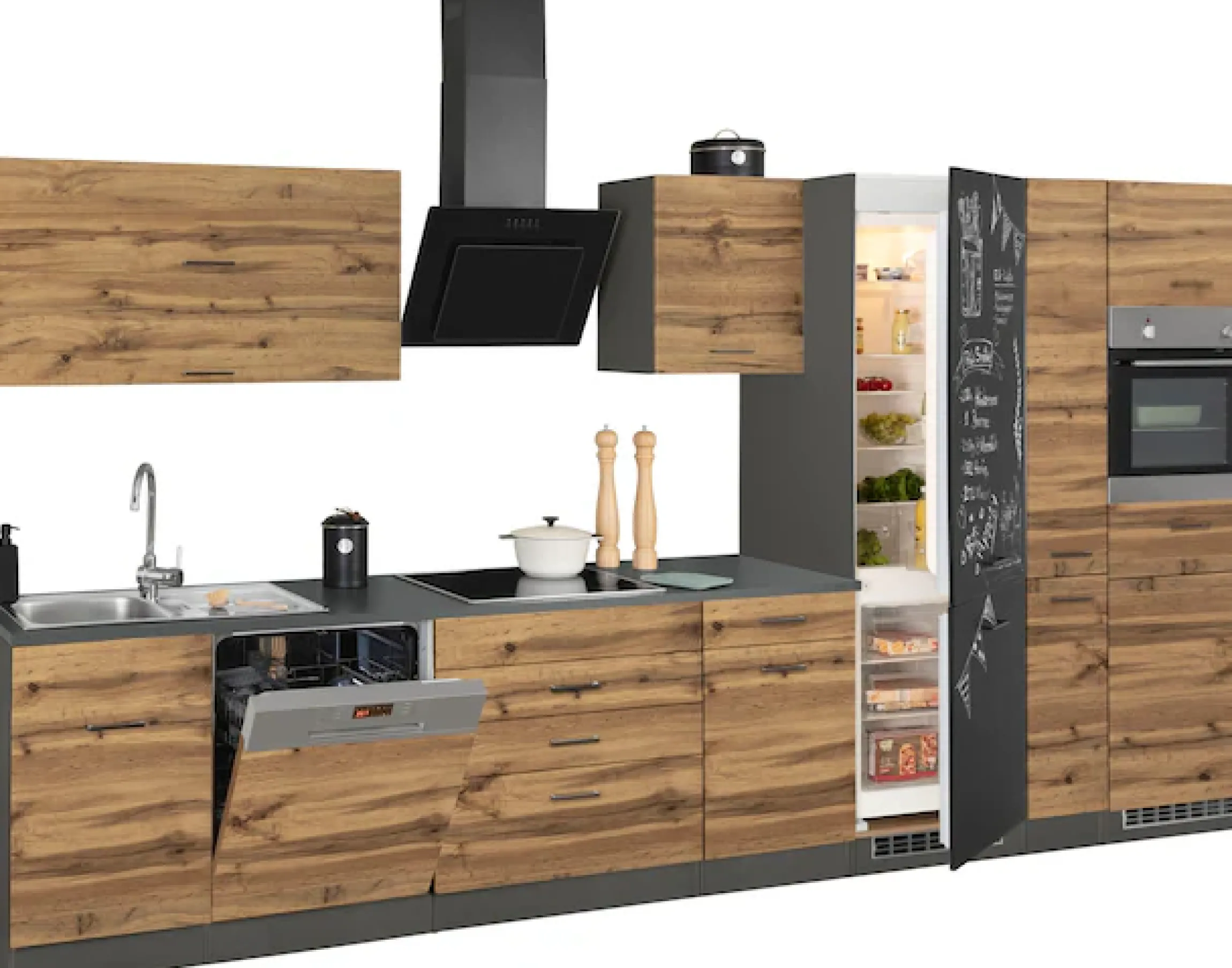 KOCHSTATION Küchenzeile »KS-Trier« mit E-Geräten, Breite 390 cm