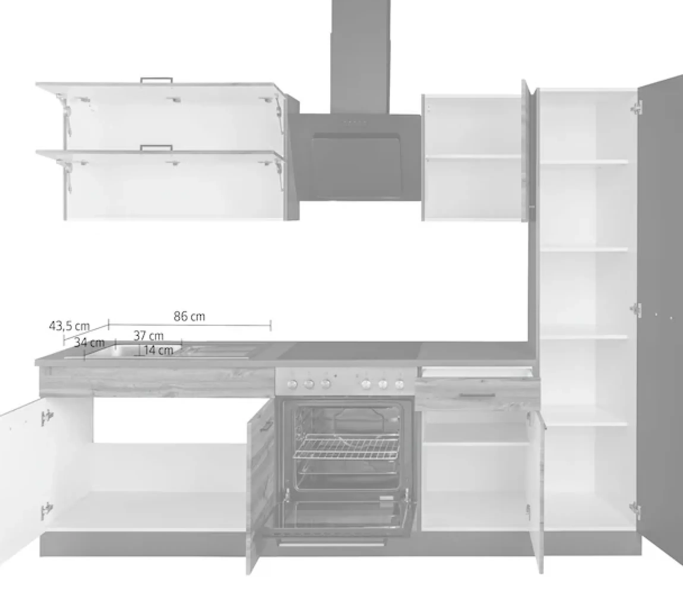 KOCHSTATION Küchenzeile »KS-Trier« ohne E-Geräte, Breite 260 cm
