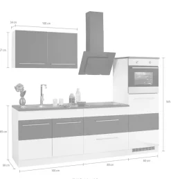 KOCHSTATION Küchenzeile »KS-Trient« Breite 240 cm, mit E-Geräten, mit Arbeitsplatte