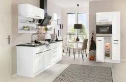 KOCHSTATION Küchenzeile »KS-Tulsa« ohne E-Geräte, Breite 320 cm, schwarze Metallgriffe, MDF Fronten