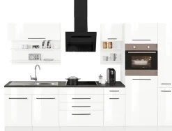 KOCHSTATION Küchenzeile »KS-Tulsa« ohne E-Geräte, Breite 320 cm, schwarze Metallgriffe, MDF Fronten