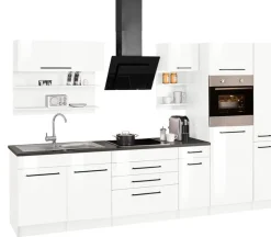 KOCHSTATION Küchenzeile »KS-Tulsa« ohne E-Geräte, Breite 320 cm, schwarze Metallgriffe, MDF Fronten